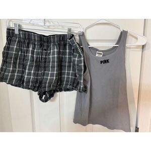 PINK Grey Pajama Set Size M